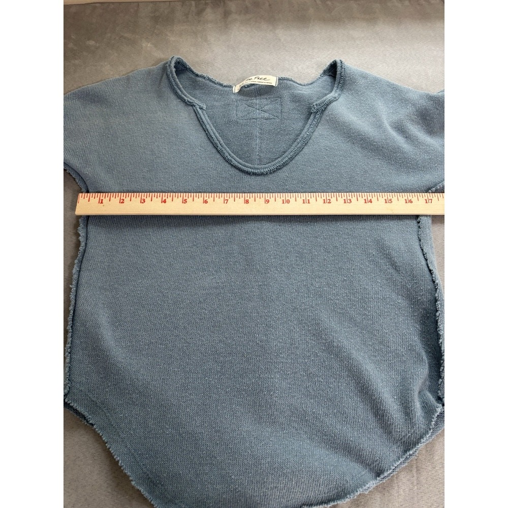 Free People Come & Get It Thermal Top Sz XS V Neck Grunge Boho Lounge Distressed - Picture 4 of 11